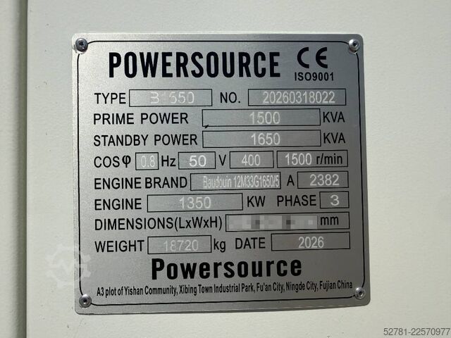 Agregat Baudouin 12M33G1650/5 - 1650 kVA generator - DPX-19884