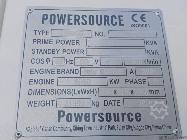 Agregat Baudouin 16M33G2000/5 - 2065 kVA generator - DPX-19886