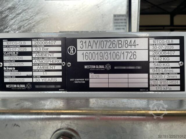 Mijloace de depozitare Western Global - 10TCG - 1.000 Liter fuel Tank - DPX-31001