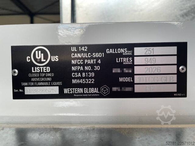 Mijloace de depozitare Western Global - 10TCG - 1.000 Liter fuel Tank - DPX-31001