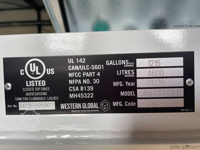 Mijloace de depozitare Western Global - 40TCG - 4.500 Liter fuel Tank - DPX-31004