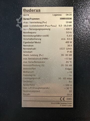 Buderus Loganova EN20 / elektrociepłownia (BHKW) Buderus Loganova EN 20
