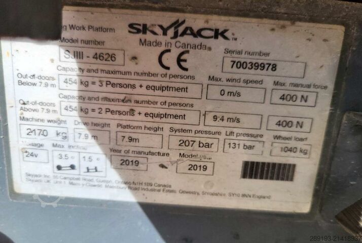 Hoogwerker knikmachines Skyjack SJ III 4626 Elektro 9,92 m