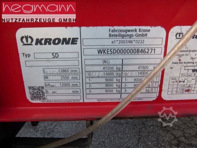 Semi-reboque aberto com lona KRONE SDP 27, , Scheibe, 335.102 km, LASI Code XL, SAF