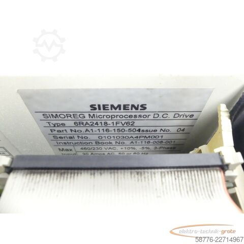 Komponens Siemens SIMOREG 6RA2418-1FV62 K - Stromrichtergerät SN: 0101030A4PM001