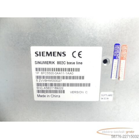 Komponent Siemens SINUMERIK 802C 6FC5500-0AA11-1AA0 Bedientafel Version C SNC-A5E01169222