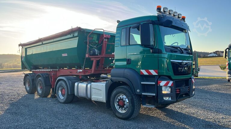 Tipper Truck MAN TGS 18.500 4x4H BLS with 2010 Kempf SKM 31/2 SR tipper semi-trailer