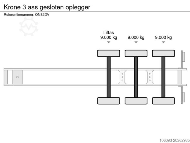 Maleta Krone 3 ass gesloten oplegger