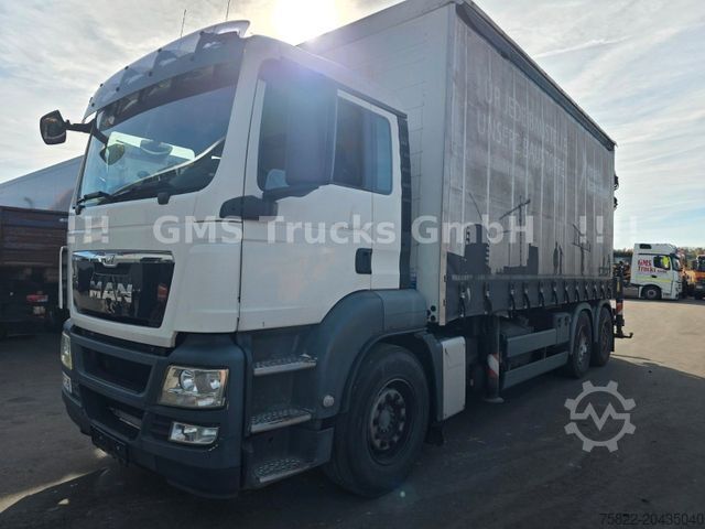 Plattewagen met zeil MAN TGS / NUR149km / 31m Palfinger Kran PK 34002+Jib