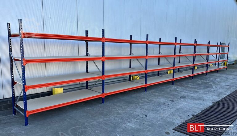 Breedvak opslagsstelling ca. 13,35 lfm. Weitspannregale H: 200 cm T: 80 cm , 400 kg Fachlast , 4 Ebenen