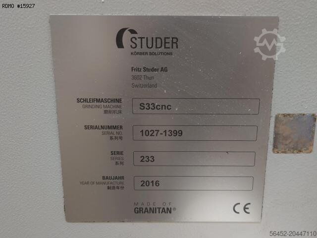 Cylindrical grinder cnc STUDER S33 CNC