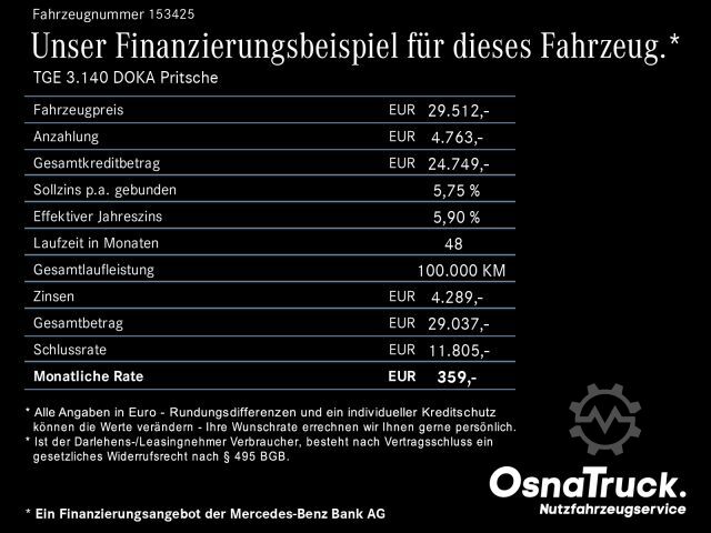 Furgon MAN TGE 3.140 DOKA Pritsche Klima, 7-Sitze