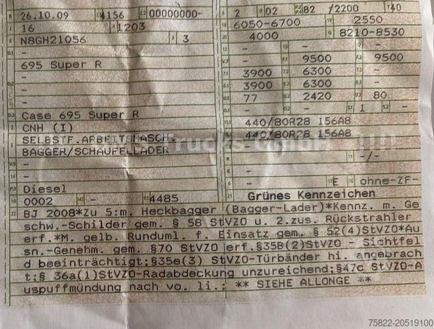 Backhoe loader CASE 695 / Baggerlader Skip / German 1. Hand