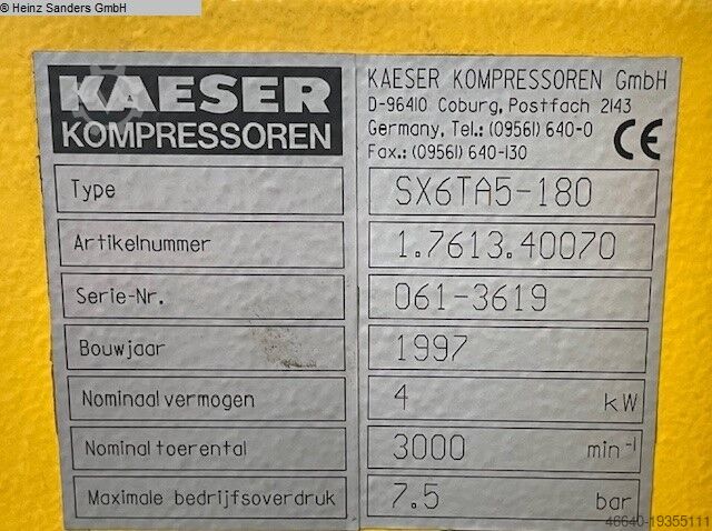 Schroefcompressor KAESER SX6TA5-180
