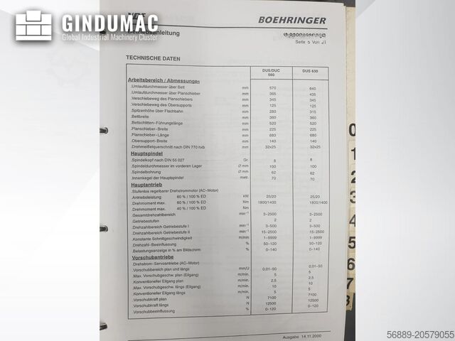 Yatay Torna Makinesi BOEHRINGER VDF DUS 560 ti