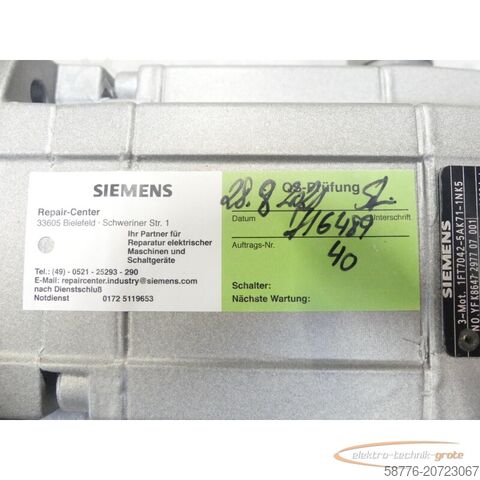 Motor Siemens Siemens 1FT7042-5AK71-1NK5 SN:YFK8647297707001 ohne Geber -generalüberholt!-