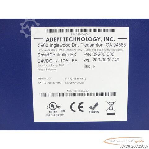 Adept component Adept SmartController EX Rev: F SN:200-0000749