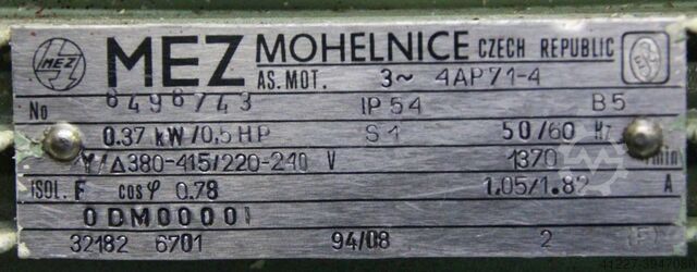 Scheidende koppelingsmotor 0,37 kW 100 tpm MEZ 4AP71-4