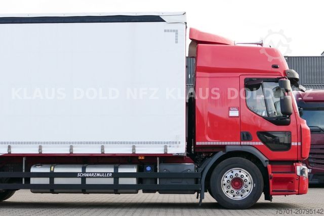 Flatbed truck with tarp RENAULT DWide 18.320 Pritsche Plane Vollluft XL-Tank LBW