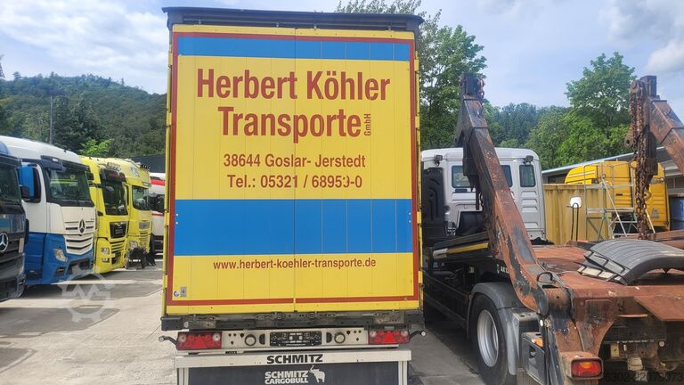 Auflieger mit Pritsche & Plane Schmitz Cargobull SCS 24L Mega Edscha Code XL Hubdach