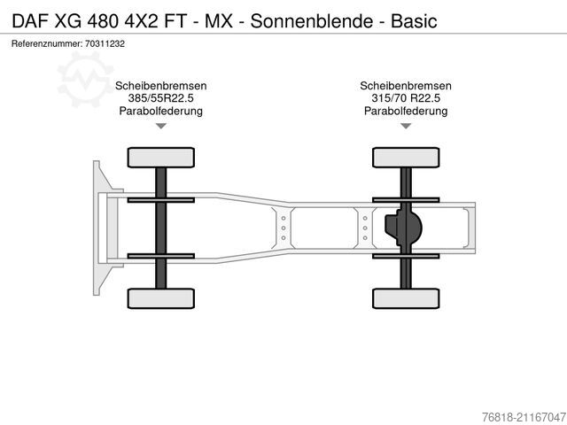 Standardní tahač DAF XG 480 4X2 FT - MX - Sonnenblende - Basic