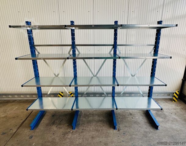 Draagarmrek ca. 3,15 lfm. Kragarmregal mit Fachböden H: 250cm 140 kg/Arm META Multistrong