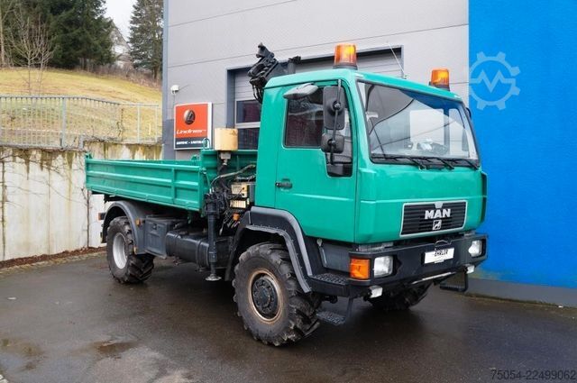Driezijdige kipper MAN Dreiseitenkipper MAN 7731 mit Kran