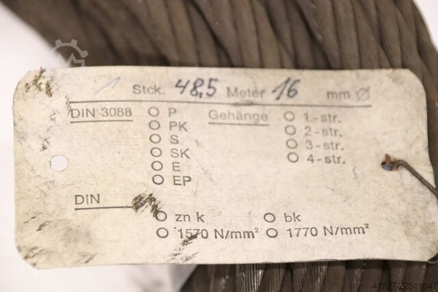 Kranwire Ø 16 mm, 48,5 m Stahl Drallarm