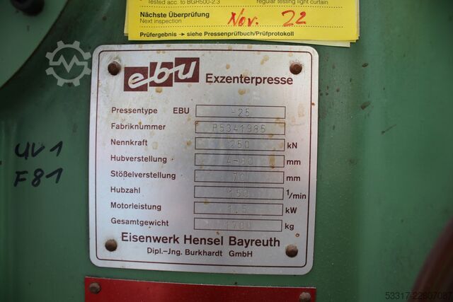 Excentrický lis EBU Exzenterpresse H25