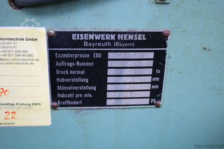 Ekscentrična presa EBU Exzenterpresse SK75 U