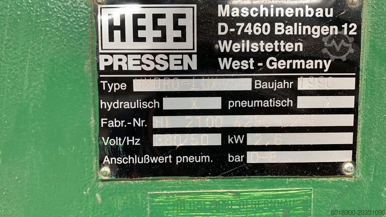 Presa okvira Hess Hydro Lux Elektrohydraulische Rahmenpres