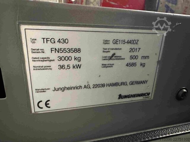 LPG targoncák Jungheinrich TFG 430 - TRIPLEX 4,4 m