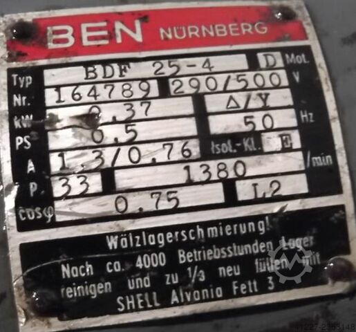 Tandwielmotor 0,37 kW 117 tpm BEN BDF25-4