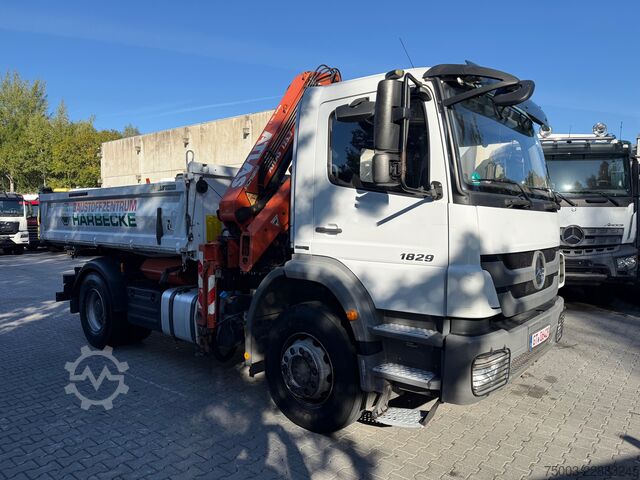Tre-sidet tipbil Mercedes-Benz Axor 1829 K 4X2 Kipper mit Kran Atlas 125.2