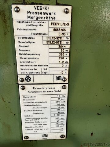 Excentrische pers WMW PEDV10/II-S