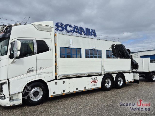 Platós teherautó Volvo FH 750 6X4 Hiab 232ES5 KOMPLETTZUG !!