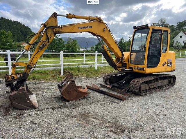 Raupenbagger Komatsu pc75 excavator w/ Hydraulic sanding bucket, cleani