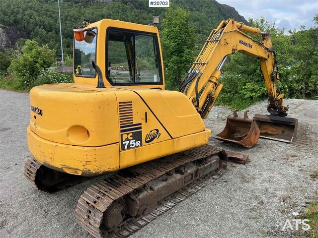 Raupenbagger Komatsu pc75 excavator w/ Hydraulic sanding bucket, cleani