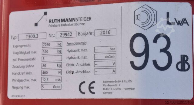 Radna platforma montirana na kamionu Ruthmann T300.3 (TÜV und UVV neu!)