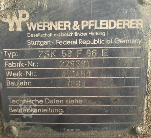Extrusora ZSK 58 Werner & Pfleiderer ZSK 58 F 96 E
