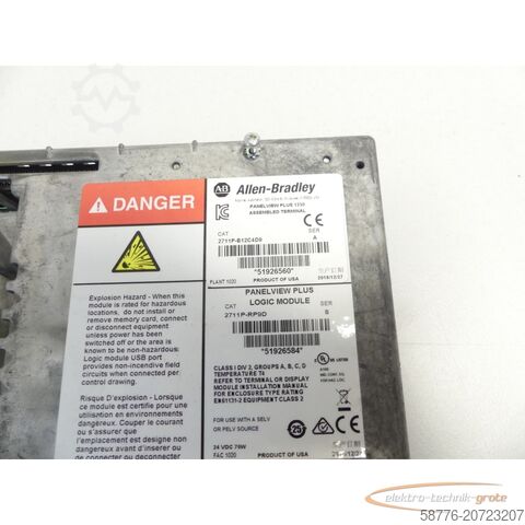 Component Allen-Bradley 2711P-RP9D Panelview Plus Logic / 2711P-B12C4D9 SN: 51926584