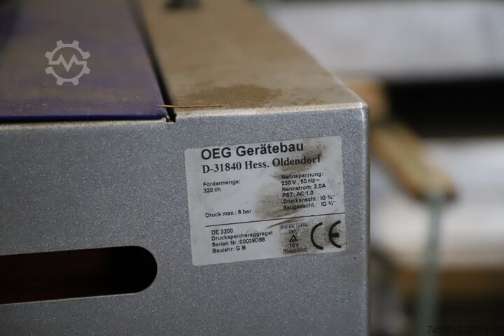 Fűtőolaj nyomóállomások OEG Gerätebau Druckspeicheraggregat