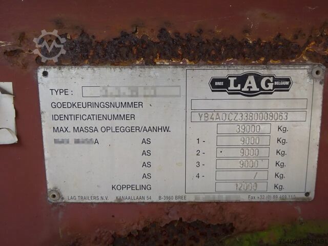 Transportul de containere LAG Container Chassis / 20-30FT / BPW + Disc