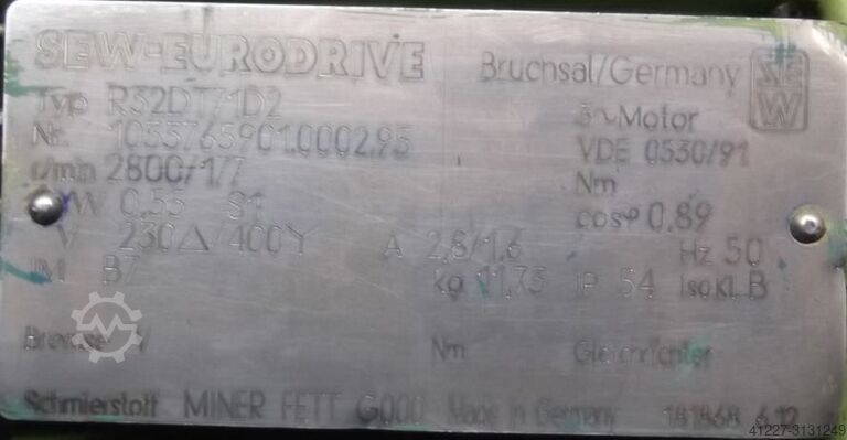 Aandrijfmotor 0,55 kW 177 tpm SEW-EURODRIVE R32DT71D2