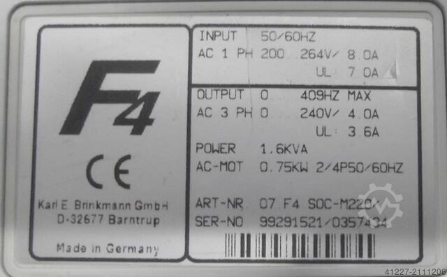 Frekans dönüştürücü 0.75 kW KEB 07.F4.S0C-M220/