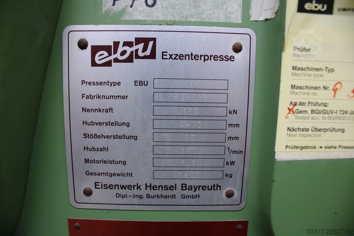 Prensa excéntrica EBU Exzenterpresse H16