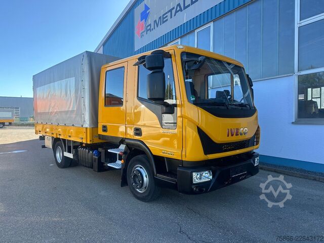Ponyvával szerelt furgon IVECO 80-21 Eurocargo Doka Pr.&Pl.6 Sitzer Euro6 Klima