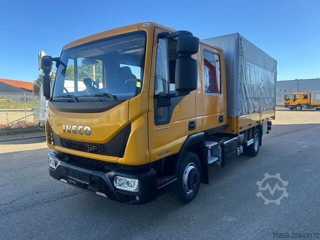 Ponyvával szerelt furgon IVECO 80-21 Eurocargo Doka Pr.&Pl.6 Sitzer Euro6 Klima