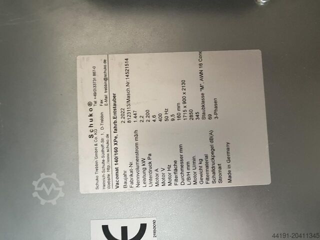 Schuko dust extractor Schuko Vacomat 140/160 XPe