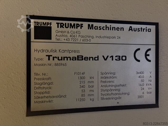 Ohraňovací lis TRUMPF TrumaBend V130